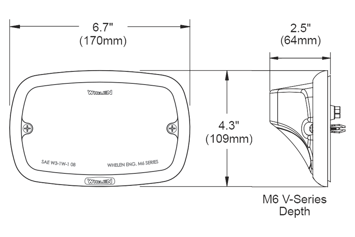 Whelen M6 V Series, 2-in-1, Warning and Scene Light